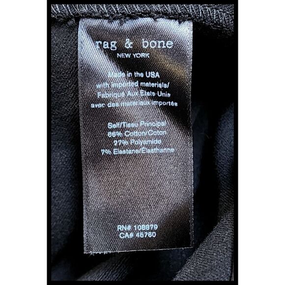 Rag & Bone Simone High Rise Slim Stretch Crop Pants Plain Front Rear Zip Black 6 - Picture 11 of 14